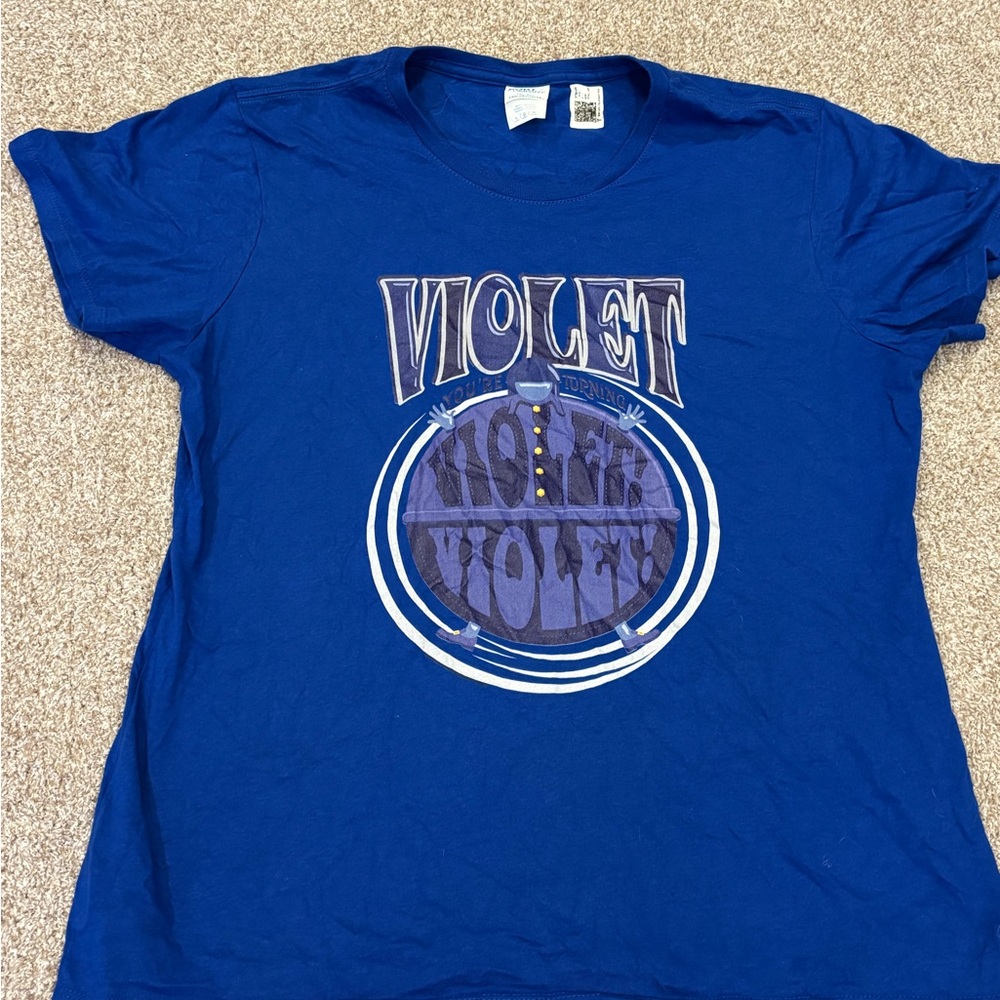 Willy Wonka “Violet” Vibrant Blue Graphic Boxy Tee Short Sleeve
